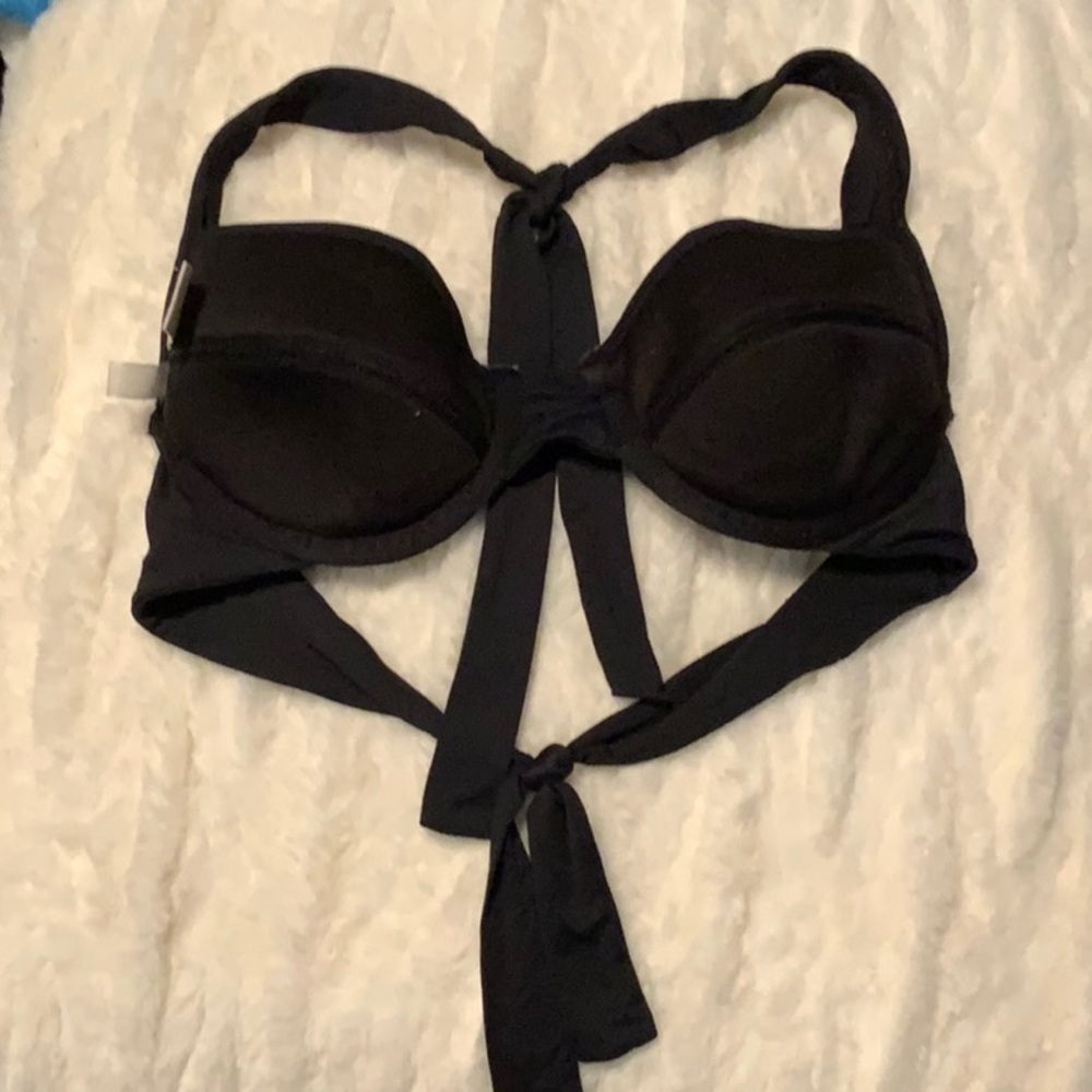 Anne Cole Black bikini halter swimsuit top Small - Picture 4 of 8